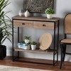 Silas Wood and Metal 2 Drawer Console Table Natural Brown/Black - Baxton Studio - 4 of 4