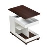 JUJABU Modern Multifunctional Adjustable Sofa End Table with Wheels, Lift-Top, 360°Rotating Top and Storage Space for Living Room - 2 of 4