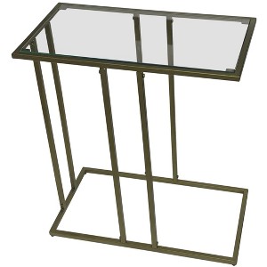HomeRoots 26" Clear and Antiqued Gold Glass and Iron Frame End Table - 1 of 4