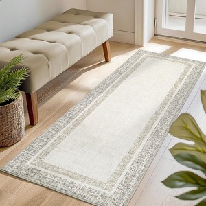 Machine Washable Carpet, Non-Slip And Non-Linting, Large Indoor Carpet, Modern Border Low Pile Foldable Carpet, Bedroom, Living Room, Kids Room - 1 of 4