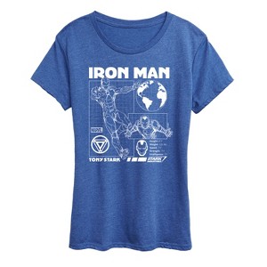 Women's - Marvel - Iron Man Schematic Short Sleeve Graphic T-Shirt - 1 of 4