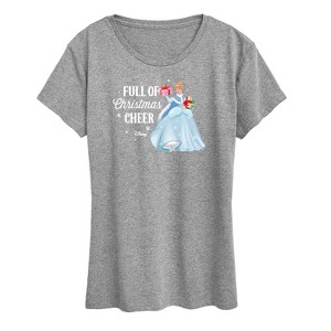 Women's - Disney - Full Of Christmas Cheer Cinderella Short Sleeve Graphic T-Shirt - 1 of 4