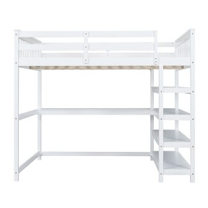 YOOCOZZ Full Size Loft Bed with Built-in Desk and 4-Tier Shelves - 1 of 4