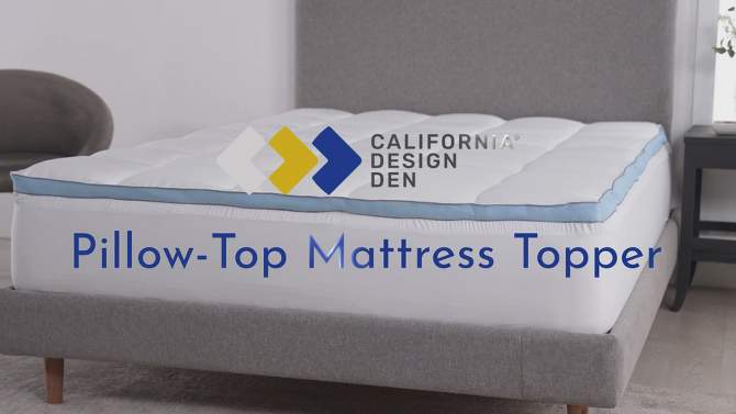 Pillow-Top Mattress Topper, Luxuriously Soft & Fluffy Thick Mattress Pad by California Design Den, 2 of 7, play video