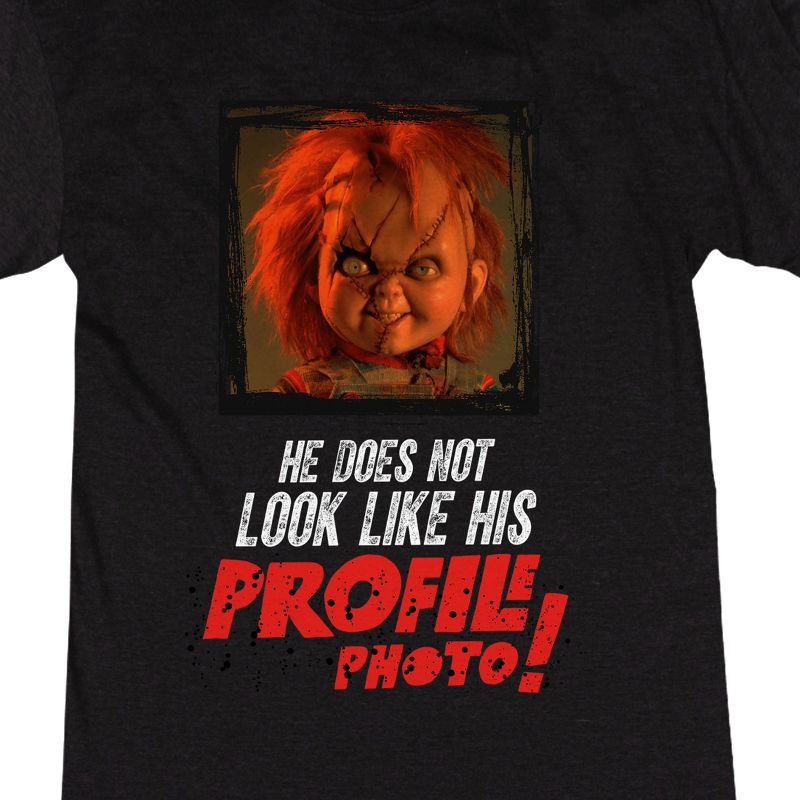 Chucky Creepy Profile Photo Women's Charcoal Heather Short Sleeve Sleep Shirt, 2 of 3