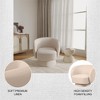LeisureMod Accent Chair Upholstered Velvet Boucle Linen Armchair with Round Barrel Design and 360-Degree Swivel Removable Round Base - 3 of 4