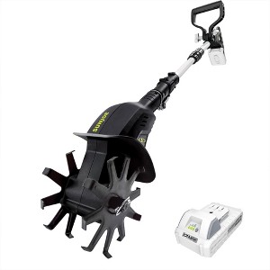 Sun Joe 24V Cordless Garden Tiller & Cultivator, 6" Dual Blades, 2.0Ah Battery and Charger with Up To 30 Minutes of Runtime, Green - 1 of 4