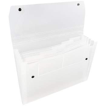 JAM Paper 9" x 13" 6 Pocket Plastic Expanding File Folder with Snap Closure - Letter Size - Clear