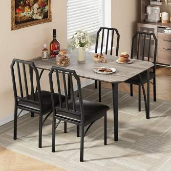 Whizmax Dining Table Set for 4, Kitchen Table and Chairs, Rectangular Dining Room Table Set with 4 Upholstered Chairs For Small Space, Apartment