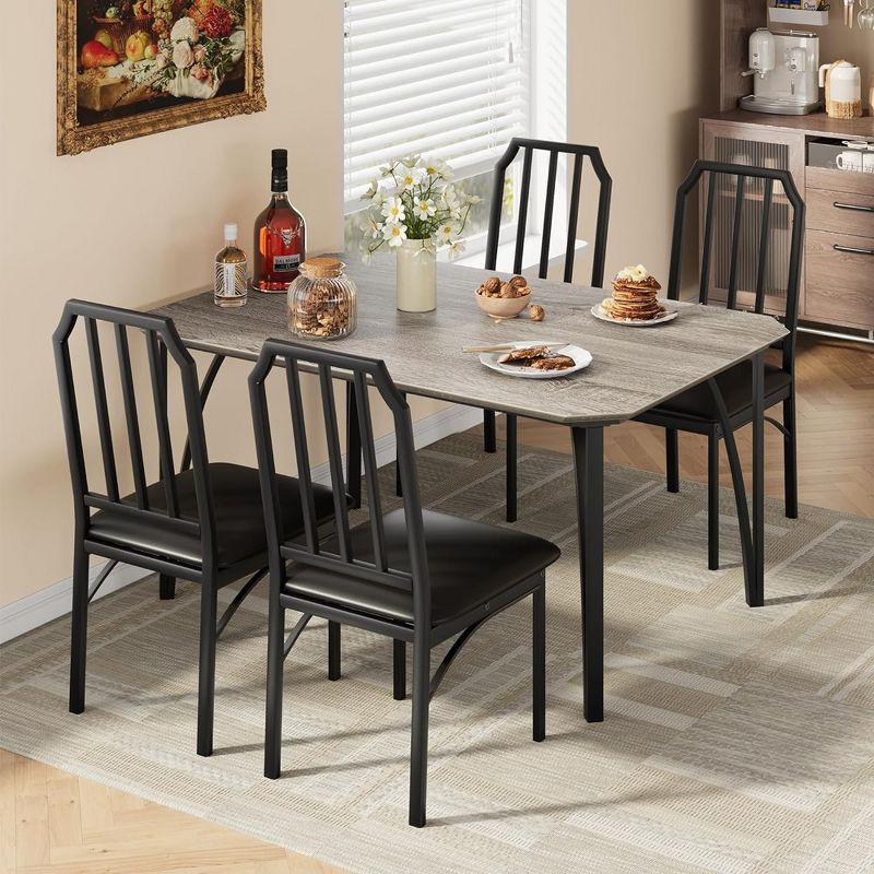 Whizmax Dining Table Set for 4, Kitchen Table and Chairs, Rectangular Dining Room Table Set with 4 Upholstered Chairs For Small Space, Apartment, 1 of 8