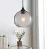 Modern Grey Pendant Light, Single Hanging Fixture with Spiral Texture for Dining Room or Entry - 2 of 4
