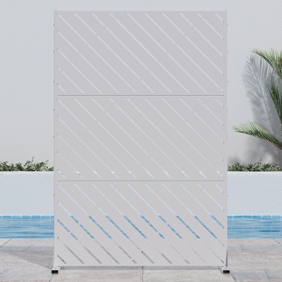 SpassWay 47" x 72" White Metal Garden Trellis Privacy Screen Indoor Outdoor Room Divider Lattice Panel