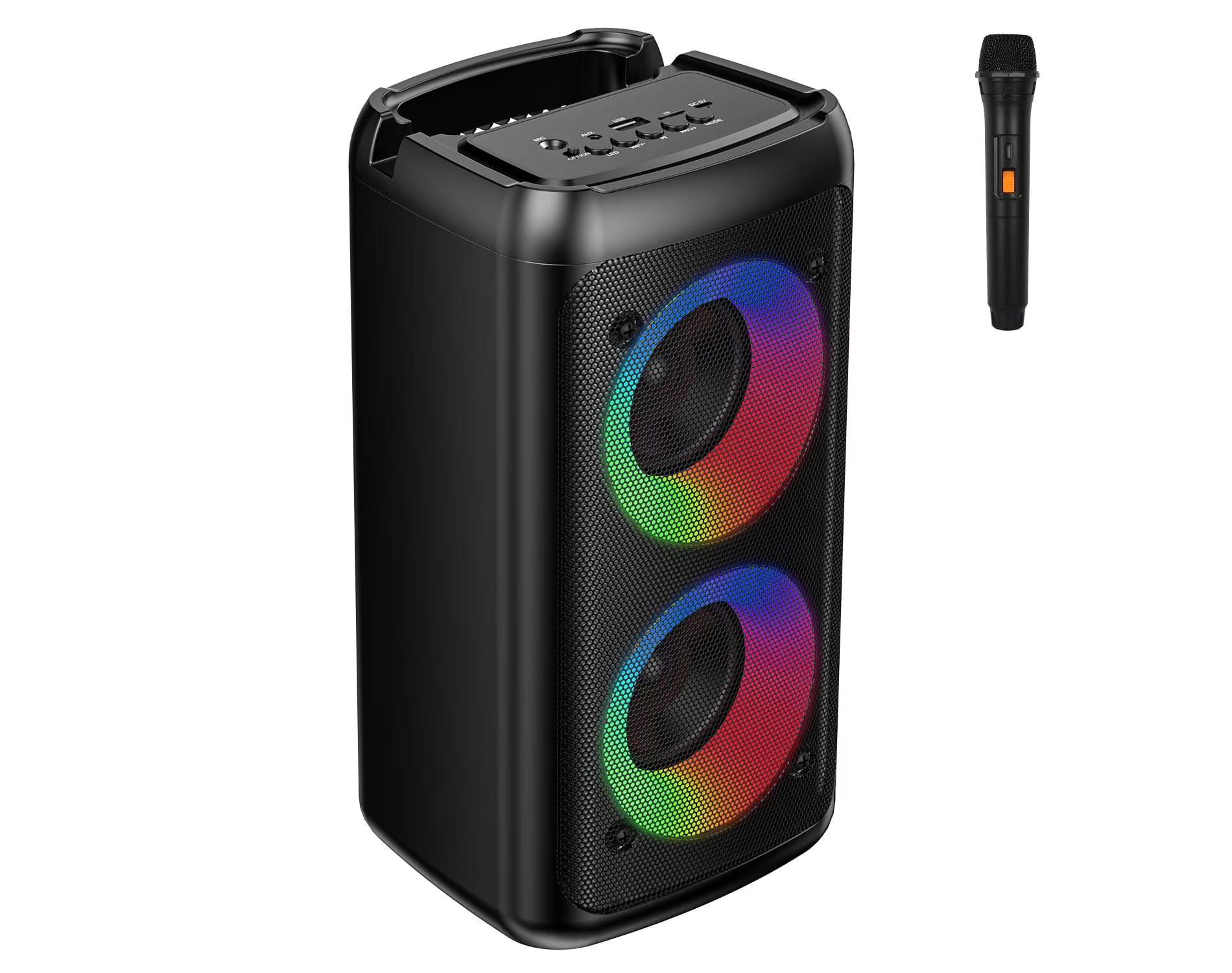 MOVSSOU Karaoke Machine & Portable Speaker with Microphone – Supports USB, TF Card & AUX Input, Wireless Use –Adults & Music Lovers