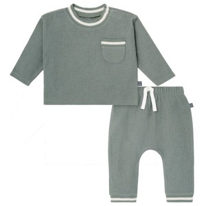 Modern Moments by Gerber Baby Boys' 2-Piece Drop Shoulder Top and Pant Set - 1 of 4