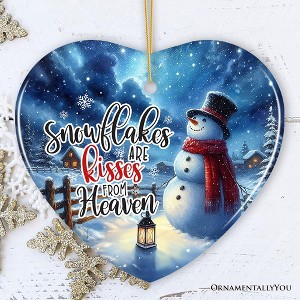 Enchanting Snowflakes are Kisses from Heaven Ornament, Christmas Snowman Memorial Gift| OrnamentallyYou - 1 of 4