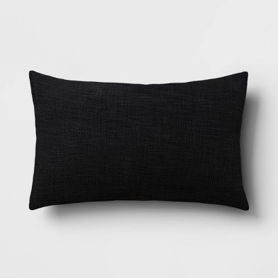 Lumbar Textured Cotton Pillow Black - Room Essentials™