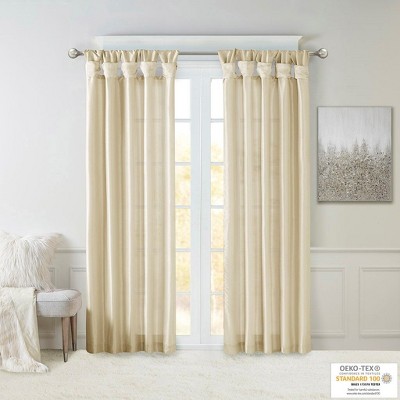 PAGED Twist Tab Lined Window Curtain Panel, Light Filtering Privacy Curtain for Bedroom & Living Room