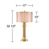 Possini Euro Design Granview Modern Table Lamp 32 1/2" Tall Brass Column Taupe Organza Outer Off White Linen Inner Drum Shade for Bedroom Living Room - 4 of 4