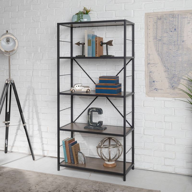 63" 4 Shelf Industrial Transitional Tall Bookshelf - Saracina Home, 3 of 6