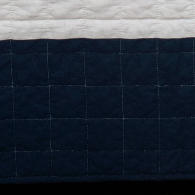 Twin White and Navy Cotton Quilt Set with Sham