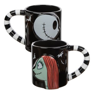 Disney Nightmare Before Christmas Jack Skellington & Sally 2-Piece Ceramic Mug Set - 1 of 4