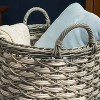 Kumasinova Round Resin Woven Laundry Basket with Handles,Multifunctional Storage Basket for Bathroom and Laundry Room,18" x 18" x 15.7",Cream/Gray - 3 of 4