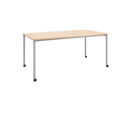 72"x36" Spright Mobile Office Desk Maple/Silver - Olio Designs