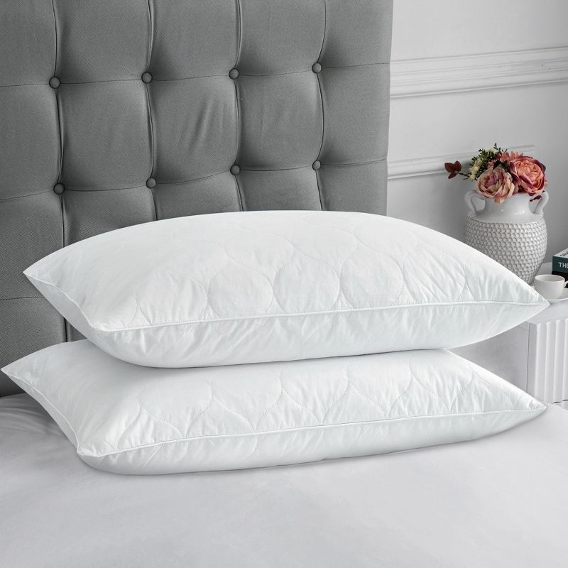 Peace Nest Quilted Goose Feather and Down Pillows 100% Cotton Cover, 2 of 7