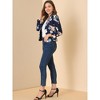 INSPIRE CHIC Women's Open Front Office Long Sleeve Lightweight Printed Floral Crop Suit Blazer - 3 of 4