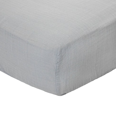 Red Rovr Organic Cotton Muslin Crib Sheet Gray Micro Stripe