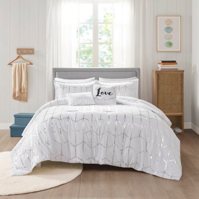 Stylish Geometric Metallic Print Comforter Set, All Season Home Textile for Modern Bedroom Decor, Valentine's Day Gifts