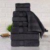 Chevron Zero Twist Cotton Solid and Jacquard Hand Towel Set of 6 by Blue Nile Mills - 2 of 4