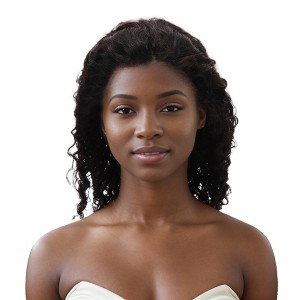 Unique Bargains Women's Medium Wave Curly Long Hair Wig 13x4in 150 Real Human Hair Black 1 Pc - 1 of 4