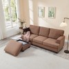 86'' Linen L-Shaped Sectional Sofas with Movable Ottoman, Armrest Organizer, and Storage - 3 of 4