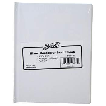 Sax Blanc Books Hardcover Sketchbook, 28 Sheets, 6-1/4 x 8-1/4 Inches, Pack of 4