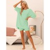 cheibear Women's Knit Loose Fit T-Shirt with Biker Shorts Lounge Sleepwear Pajama Sets - 2 of 4