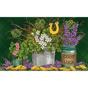 Briarwood Lane St. Patricks Day Doormat 30x18 Indoor Outdoor Lucky Potted Shamrocks St. Pat's For St. Patricks Day Doormat - 1 of 4