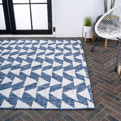 Andratx 8' x 10' Blue Geometric Synthetic Indoor/Outdoor Rug