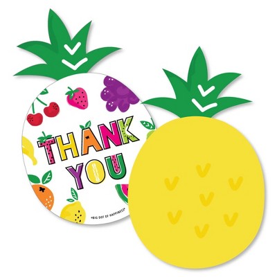 Big Dot of Happiness Tutti Fruity - Shaped Thank You Cards - Frutti Summer Baby Shower or Birthday Party Thank You Cards with Envelopes - Set of 12