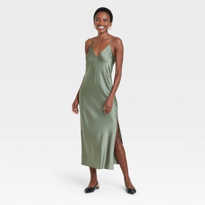 Women's Midi Slip Dress - A New Day™ Sage M : Target