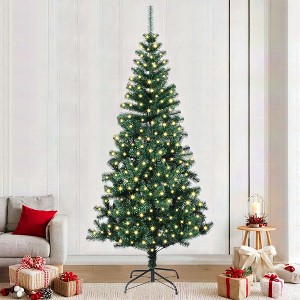 Artificial Pre-lit Christmas Tree Green 94.5" PVC and Metal - 1 of 4