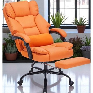 Mshliw Executive Office Chair with Footrest, 400LB Capacity PU Leather Reclining Desk Chair with Arms, Lumbar Support & Swivel Wheels - 1 of 4