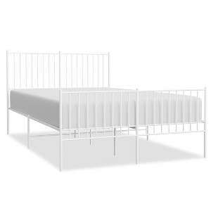 vidaXL White Metal Full Bed Frame with Headboard & Footboard,  Heavy-Duty, No Mattress - 1 of 4