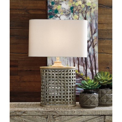 Deondra Metal Table Lamp Gray: Contemporary Design, Whitewash Finish, UL Listed - Signature Design by Ashley