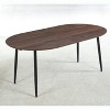 Modern Round Dining Table with Wood Top and Metal Legs, Walnut - 2 of 4