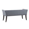 CAVINAS Accent Bench with Flared Arms, Upholstered Accent Bench – Grey Fabric with Nailhead Trim & Solid Wood Legs for Bedroom, Living Room - 3 of 4