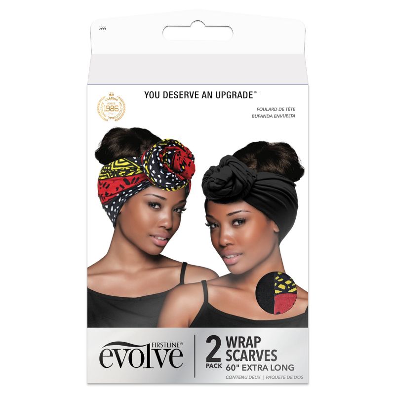 Evolve Products Hair Wrap Scarves - Geometric/Black - 2pk, 1 of 6