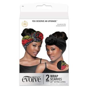 Evolve Products Hair Wrap Scarves - Geometric/Black - 2pk