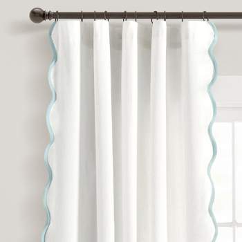 Coastal Chic Scallop Edge Window Curtain Panels Blue/White 52X84 Set