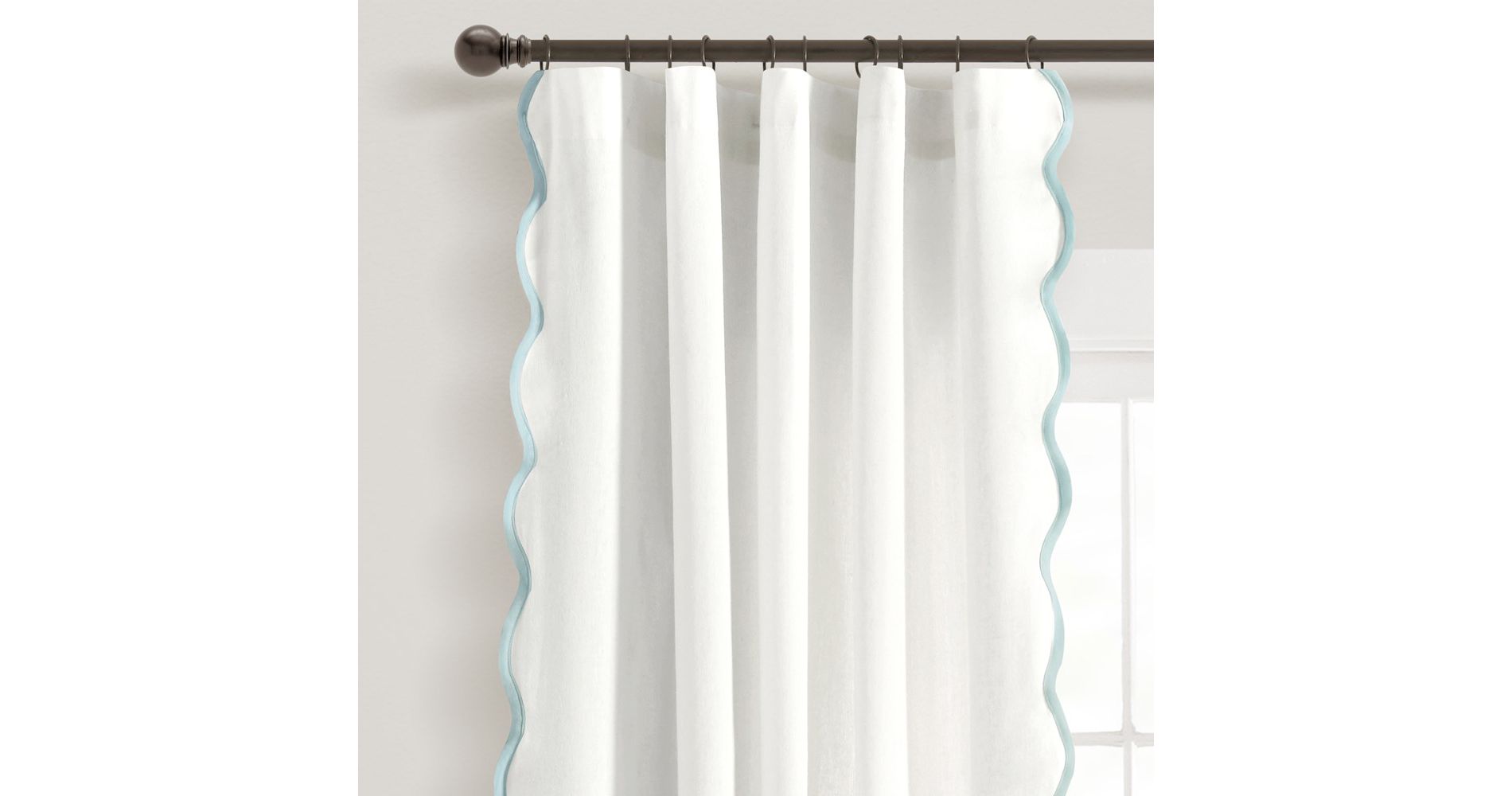 Lush Decor Coastal Chic Scallop Edge Window Curtain Panels Blue/White 52X84 Set